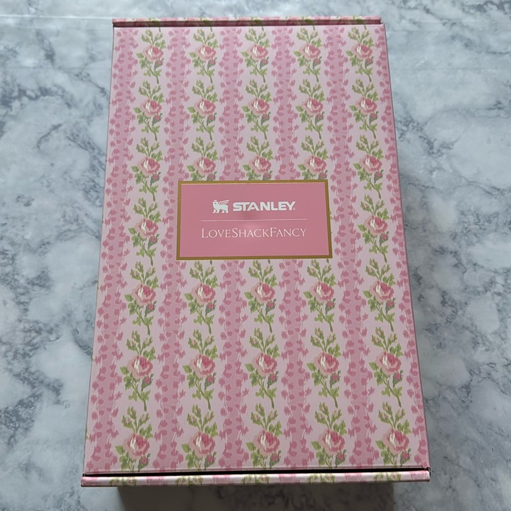 STANLEY LoveShackFancy Pink Floral Blooming Heirloom Tumbler Box Ribbon